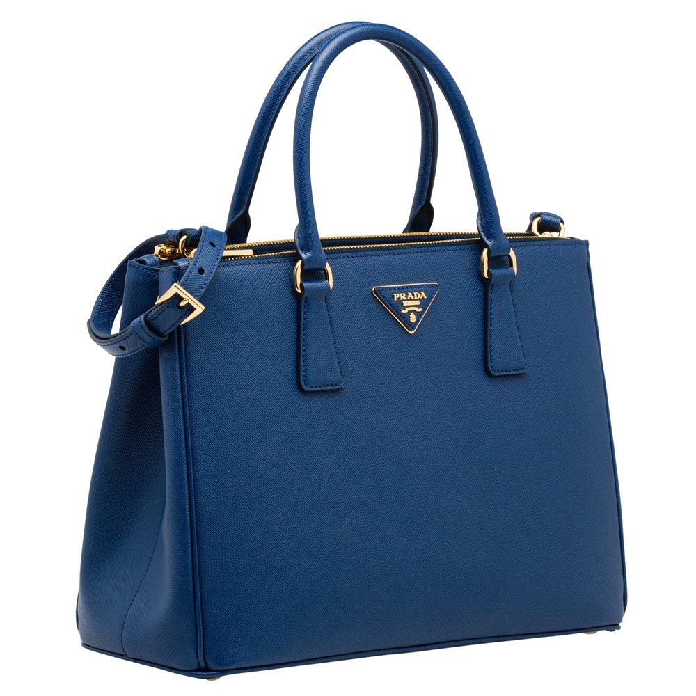 Prada Medium Galleria Bag In Blue Saffiano Leather IAMBS242046 Outlet Sales