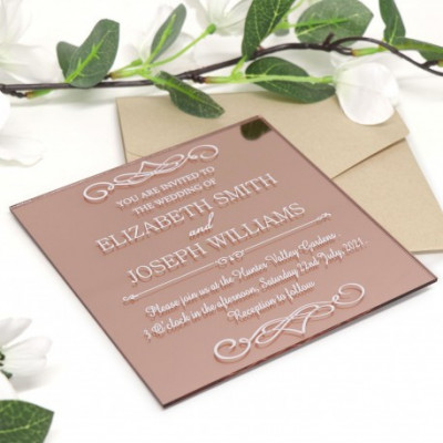 Large Square Rose Gold Printed Acrylic Wedding Invitations Profile Picture