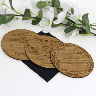 Medium Round Timber Wedding Invitation Cards Profile Picture
