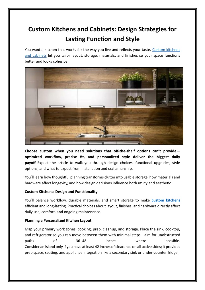 Custom Kitchens and Cabinets Design Strategies for Lasting Function and Style