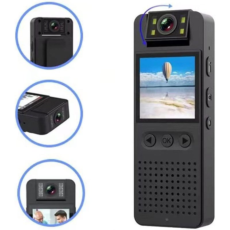 1080P HD Body Worn Night Vision with Playback Display Camera, 4 Hours Battery Backup