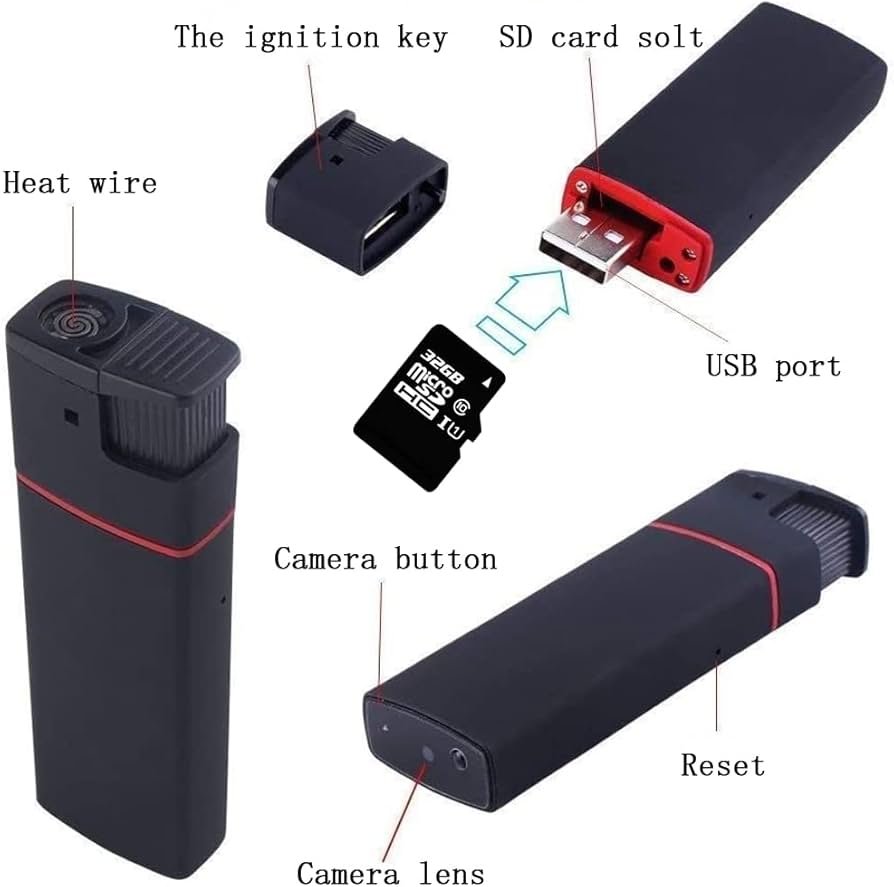 Real Electric Lighter Spy Camera Recorder, HD 1080P Portable Night Vision Hidden Spy Camera Lighter up to 90 mints Hours Battery Backup Spy World