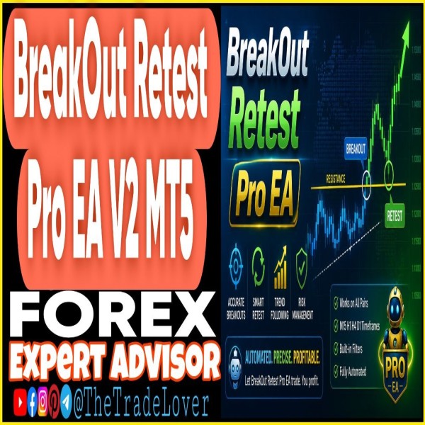 Breakout Retest Pro EA v2.0 MT5 (Works on Build 5836) | Forex Robot | MT5 Expert Advisor - The Trade Lovers