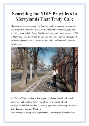 Searching for NDIS Providers in Merrylands That Truly Care