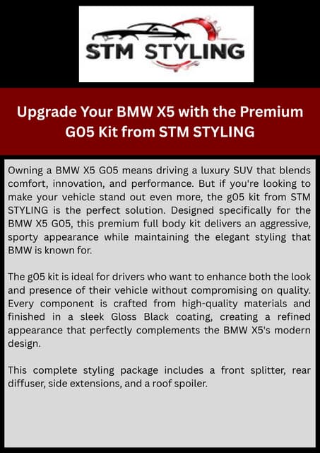 Upgrade Your BMW X5 with the Premium G05 Kit from STM STYLING | PDF