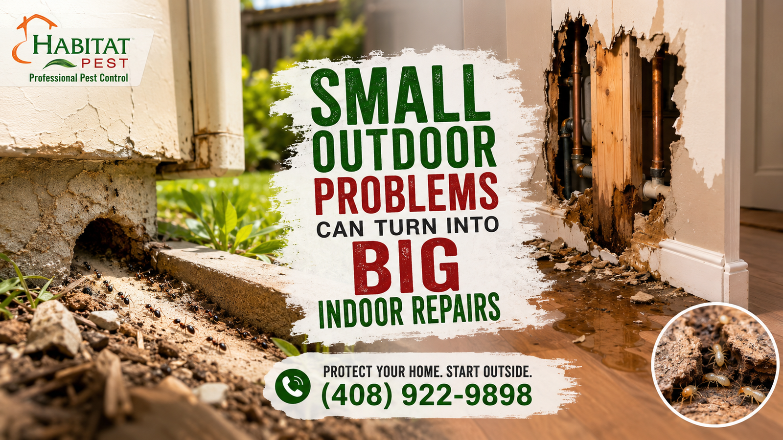 Small Outdoor Problems Can Turn Into Big Indoor Repairs | Habitat Pest